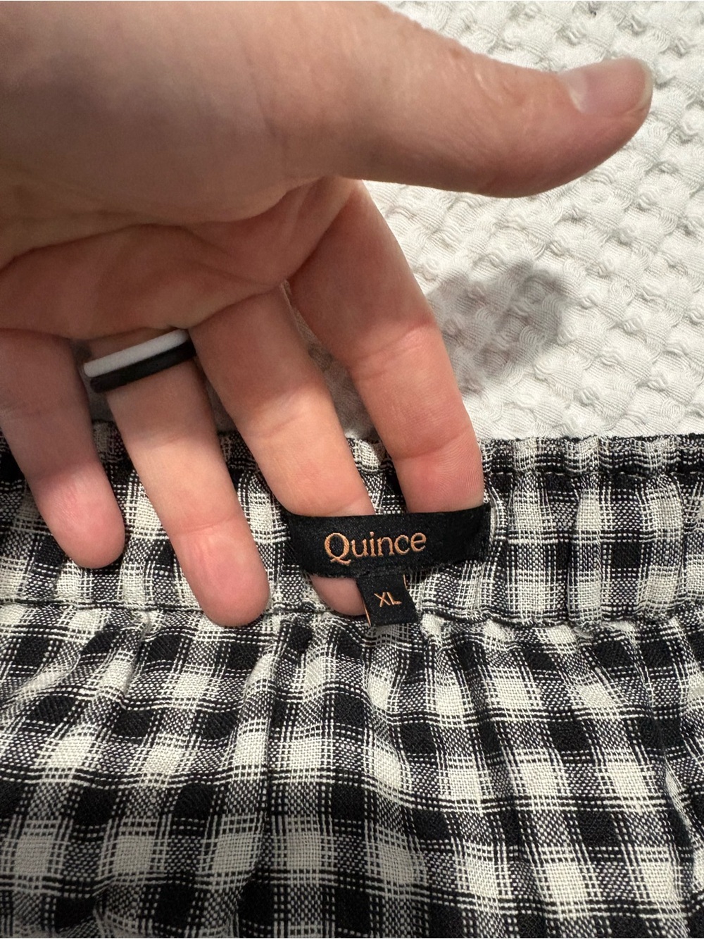 Quince 100% linen B&W Gingham Jumpsuit - Picture 4 of 6